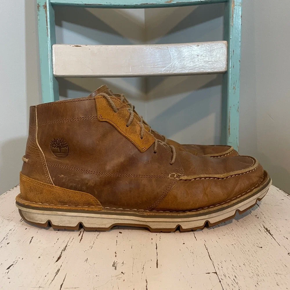 Timberland Coltin Boots Mid Top Brown Size 12 Leather A1AHU Chukka Sensorflex